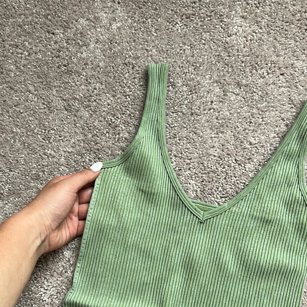 Green Ribbed Kids One Piece - Picture 3 of 4